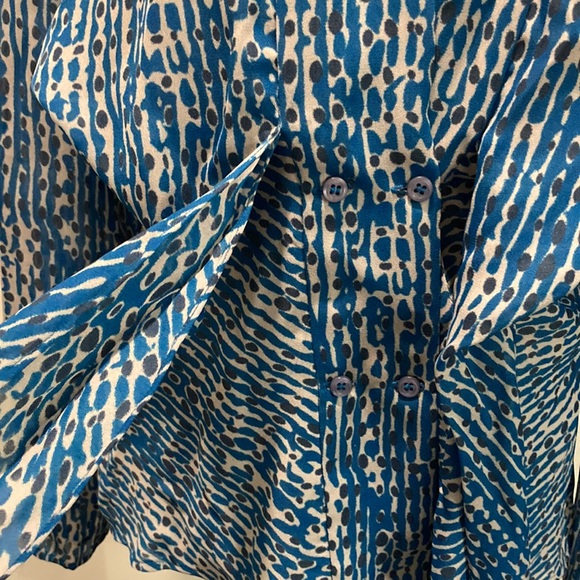 Kasper Teal Bow Tie Long Sleeve Blouse 10 - Picture 12 of 16